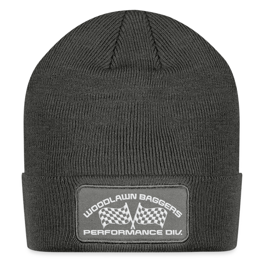 Woodlawn White Label Patch Beanie - charcoal grey