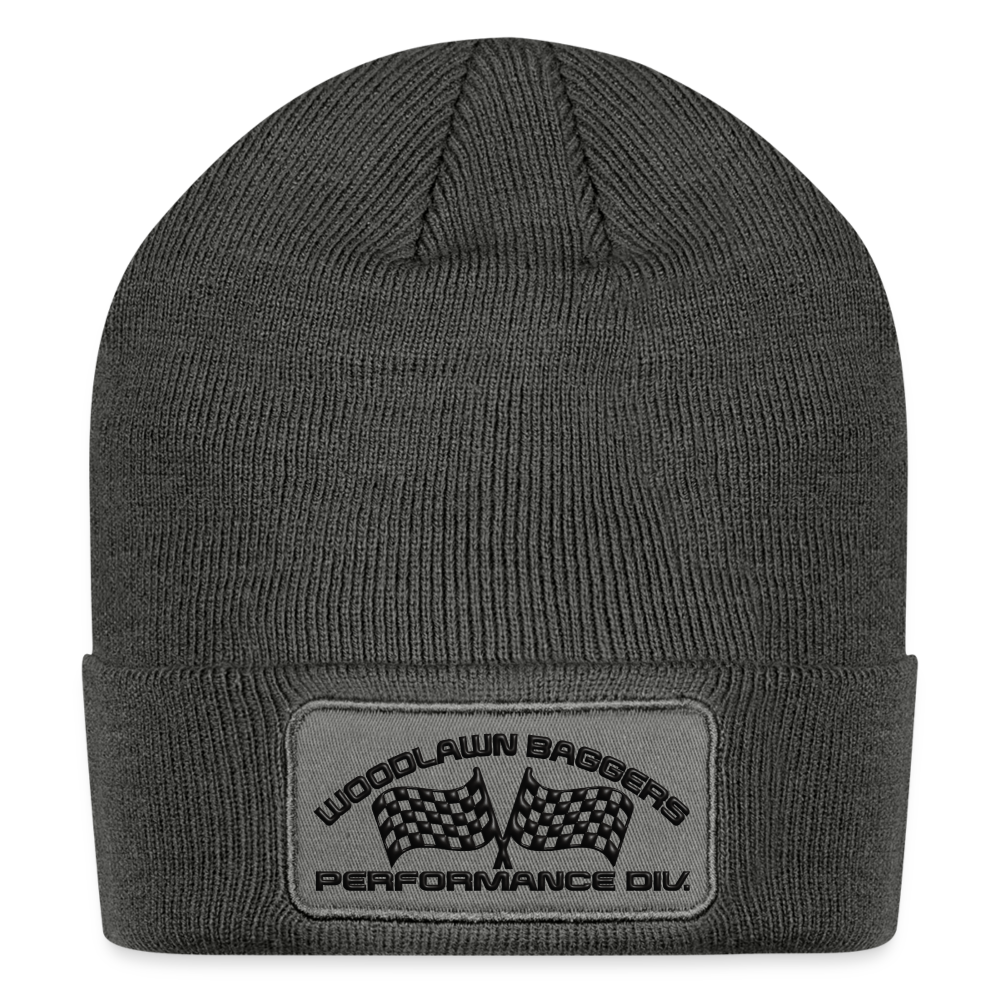 Woodlawn Black Label Patch Beanie - charcoal grey