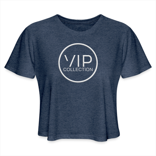 VIP Women's Cropped T-shirt (white logo) - heather navy