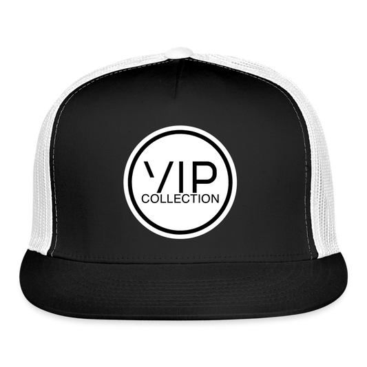 VIP White/Black Label Flatbill Trucker Hat - black/white