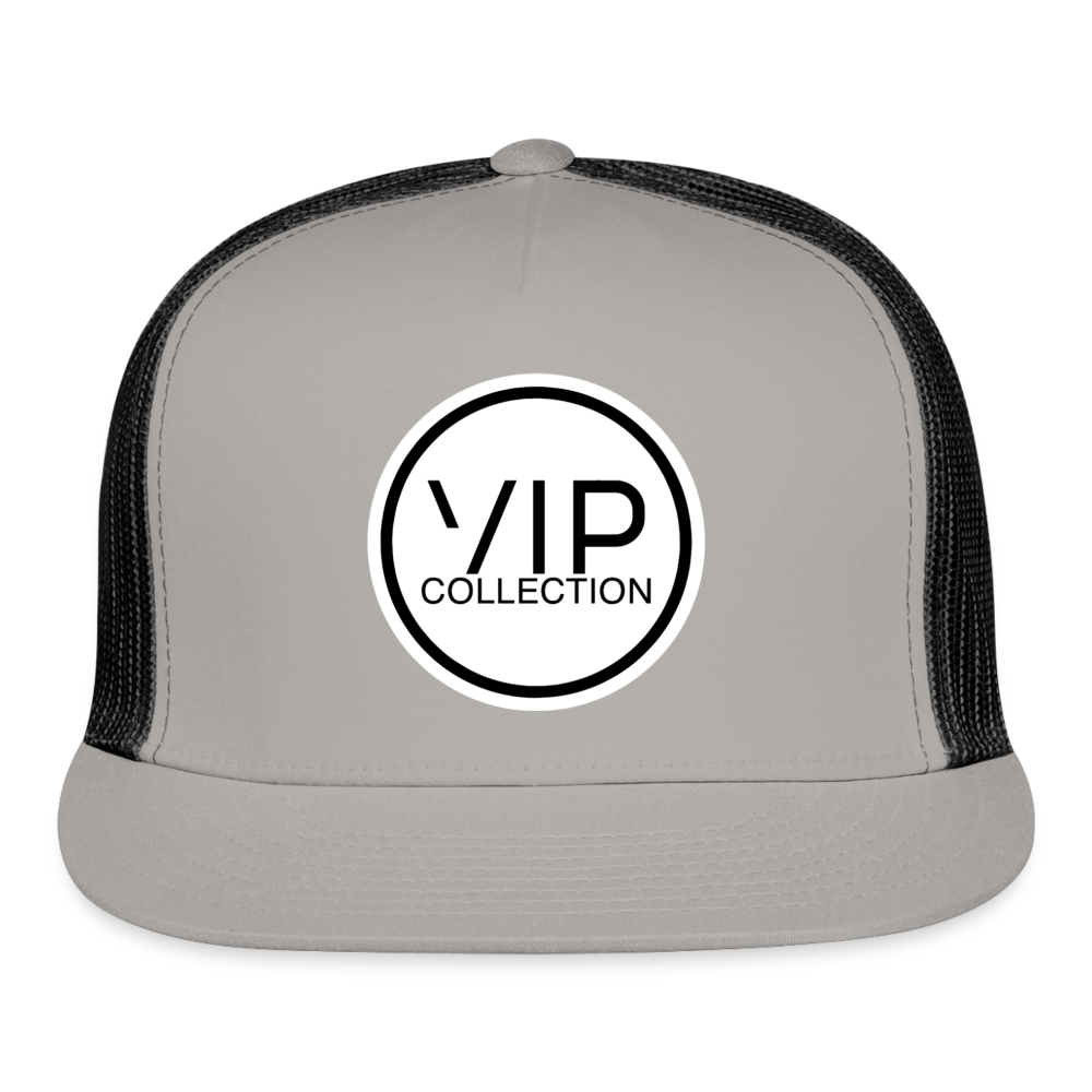 VIP White/Black Label Flatbill Trucker Hat - gray/black