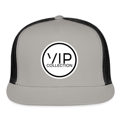 VIP White/Black Label Flatbill Trucker Hat - gray/black