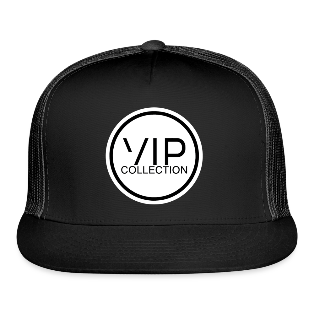 VIP White/Black Label Flatbill Trucker Hat - black/black