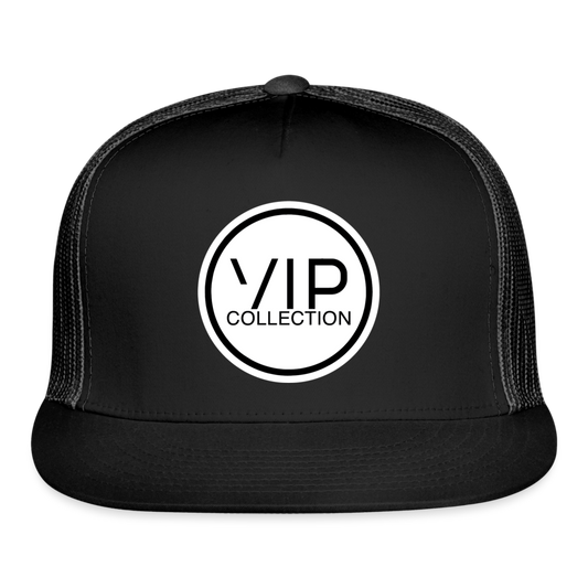 VIP White/Black Label Flatbill Trucker Hat - black/black