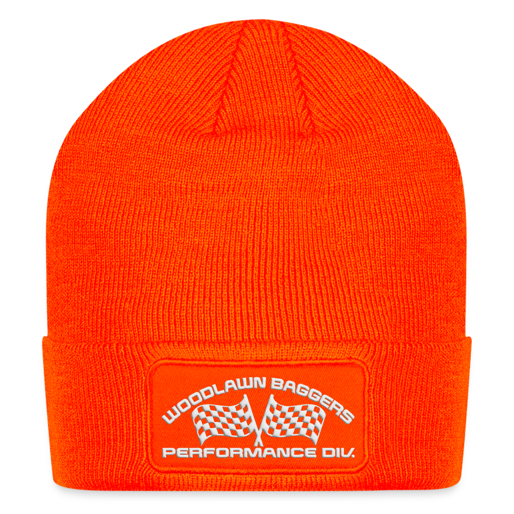 Woodlawn White Label Patch Beanie - neon orange