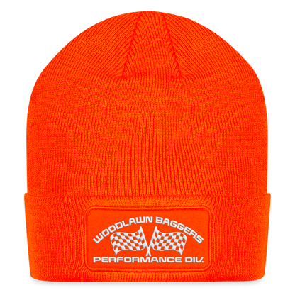 Woodlawn White Label Patch Beanie - neon orange