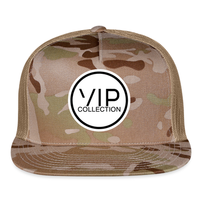 VIP White/Black Label Flatbill Trucker Hat - MultiCam\tan