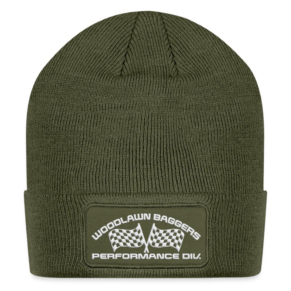 Woodlawn White Label Patch Beanie - olive