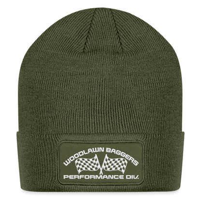 Woodlawn White Label Patch Beanie - olive