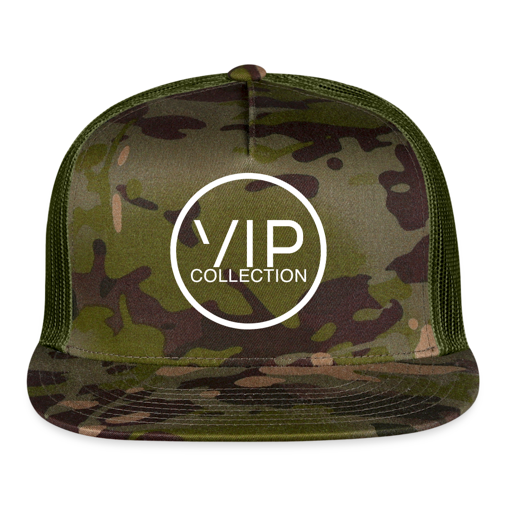 VIP White Label Flat Bill Trucker Hat - MultiCam\green