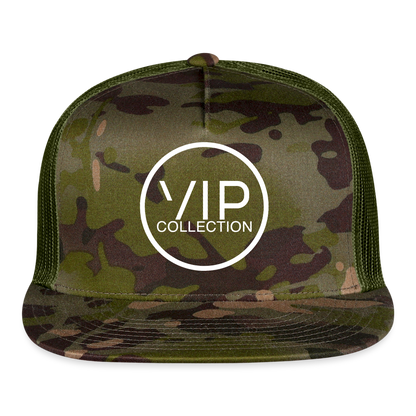 VIP White Label Flat Bill Trucker Hat - MultiCam\green