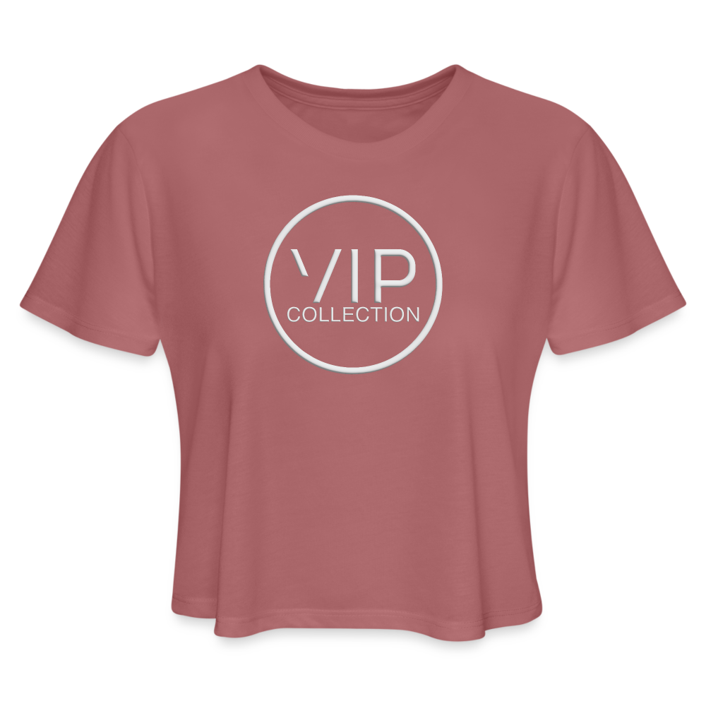 VIP Women's Cropped T-shirt (white logo) - mauve