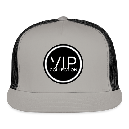 VIP Black/White Label Flatbill Trucker Hat - gray/black
