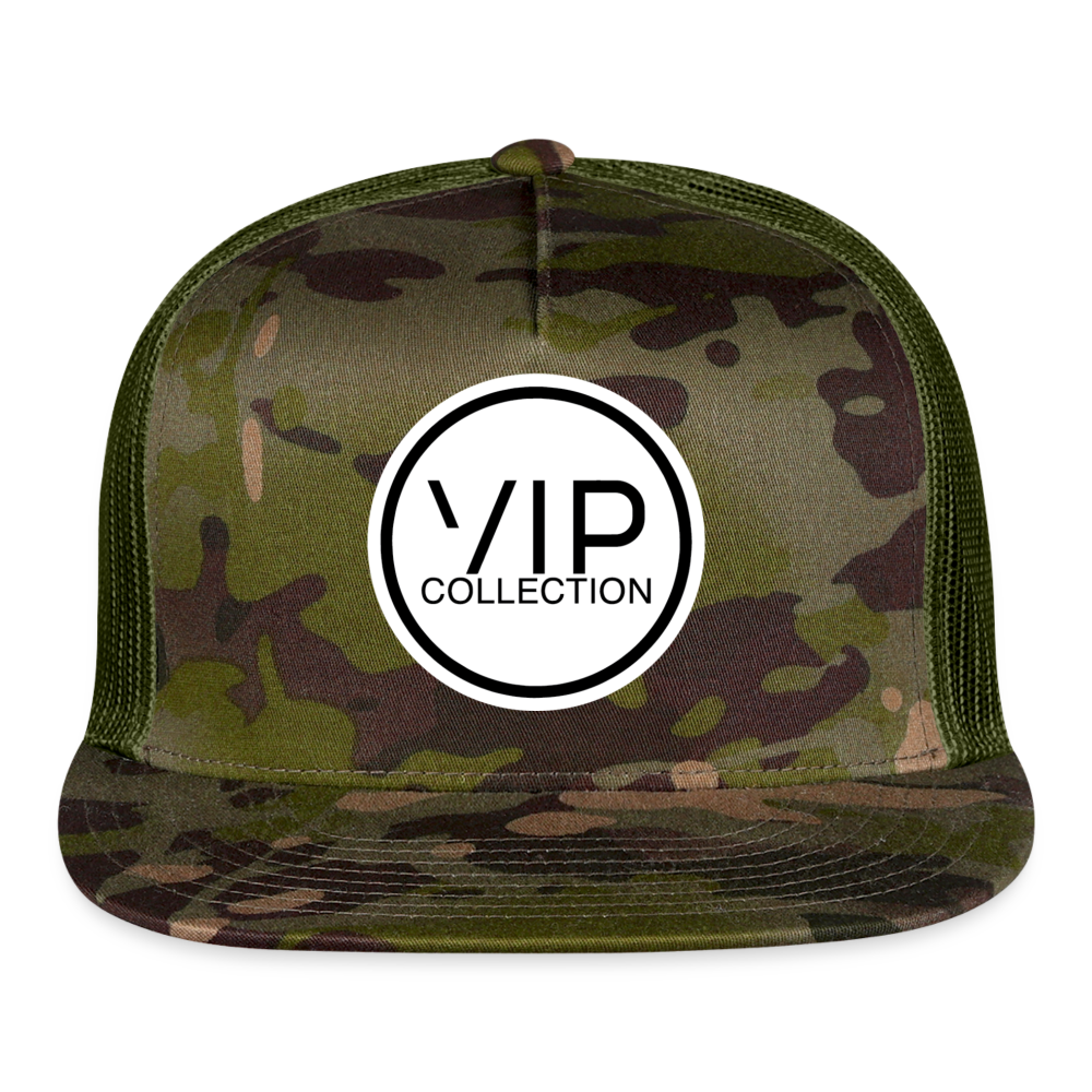 VIP White/Black Label Flatbill Trucker Hat - MultiCam\green