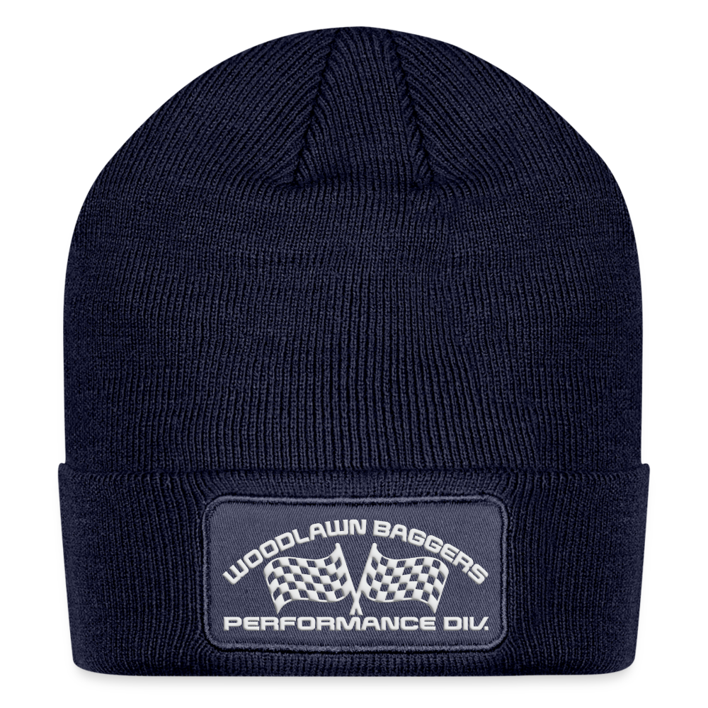 Woodlawn White Label Patch Beanie - navy