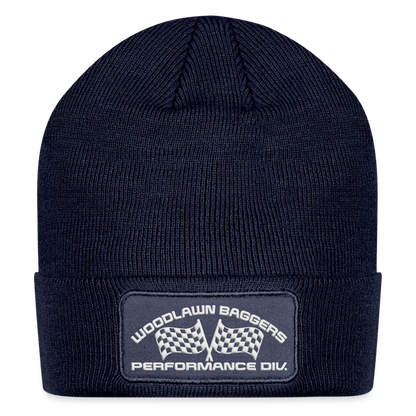 Woodlawn White Label Patch Beanie - navy