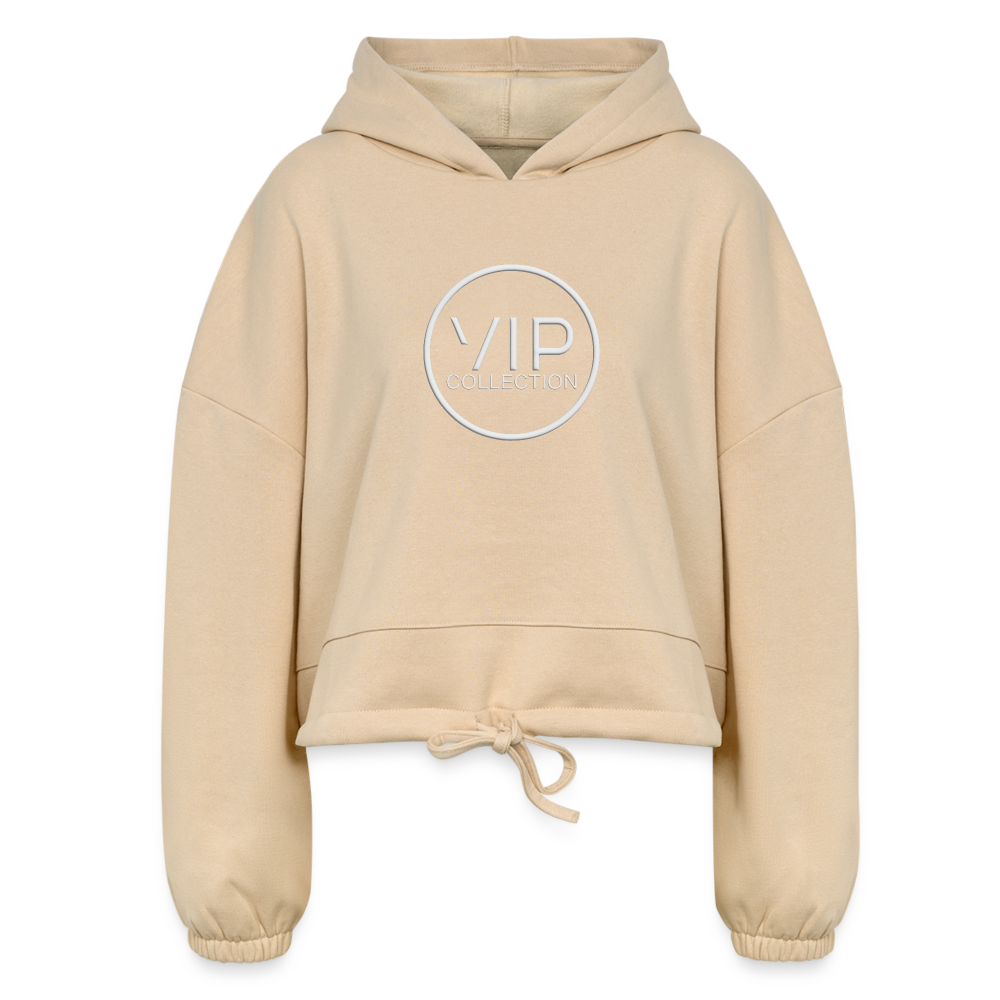 VIP Women’s Cropped Hoodie (white logo) - nude