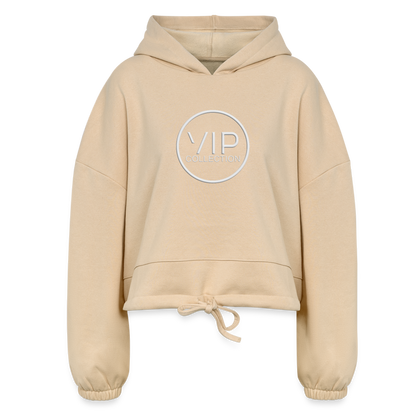 VIP Women’s Cropped Hoodie (white logo) - nude