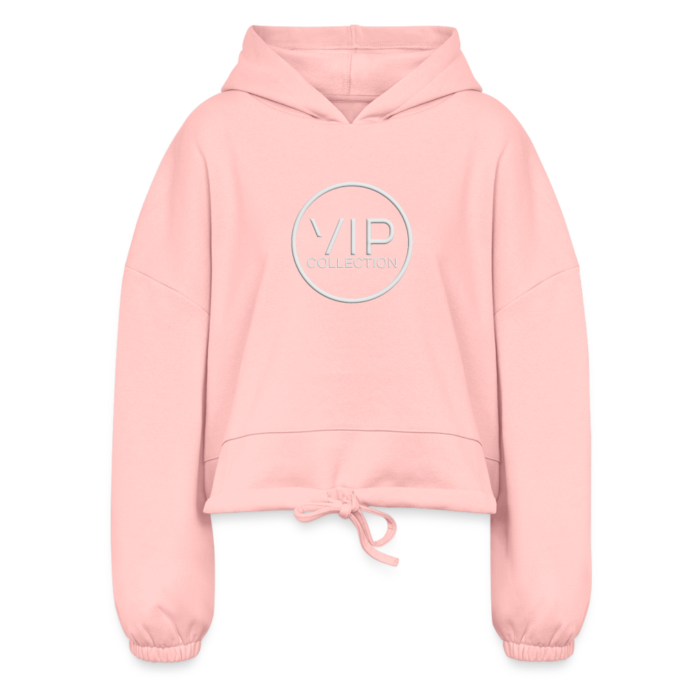 VIP Women’s Cropped Hoodie (white logo) - light pink