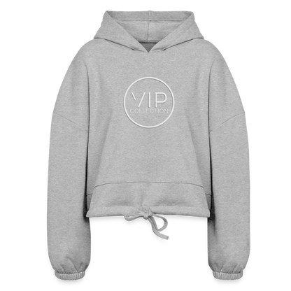 VIP Women’s Cropped Hoodie (white logo) - heather gray