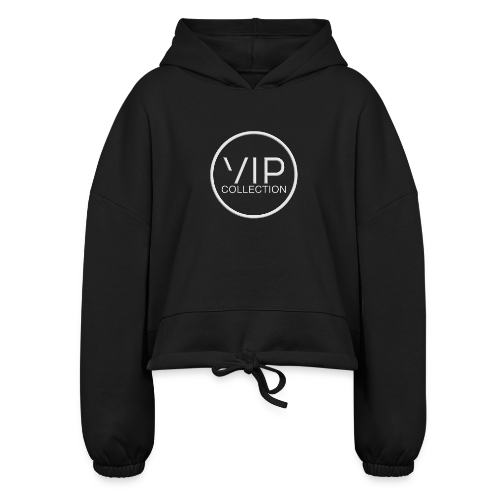 VIP Women’s Cropped Hoodie (white logo) - black