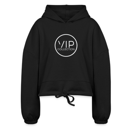 VIP Women’s Cropped Hoodie (white logo) - black