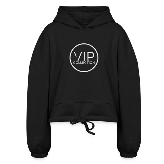 VIP Women’s Cropped Hoodie (white logo) - black