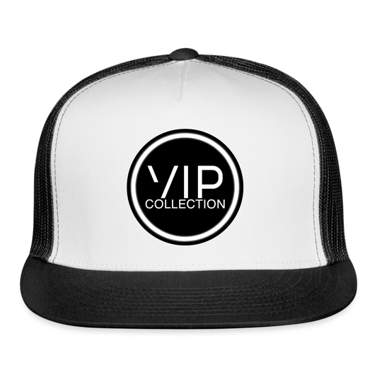 VIP Black/White Label Flatbill Trucker Hat - white/black