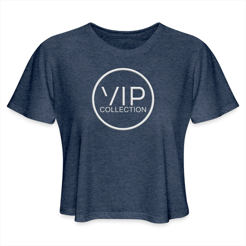 VIP Women's Cropped T-shirt (white logo) - heather navy