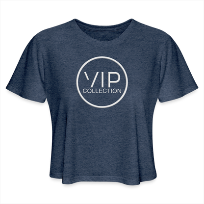 VIP Women's Cropped T-shirt (white logo) - heather navy