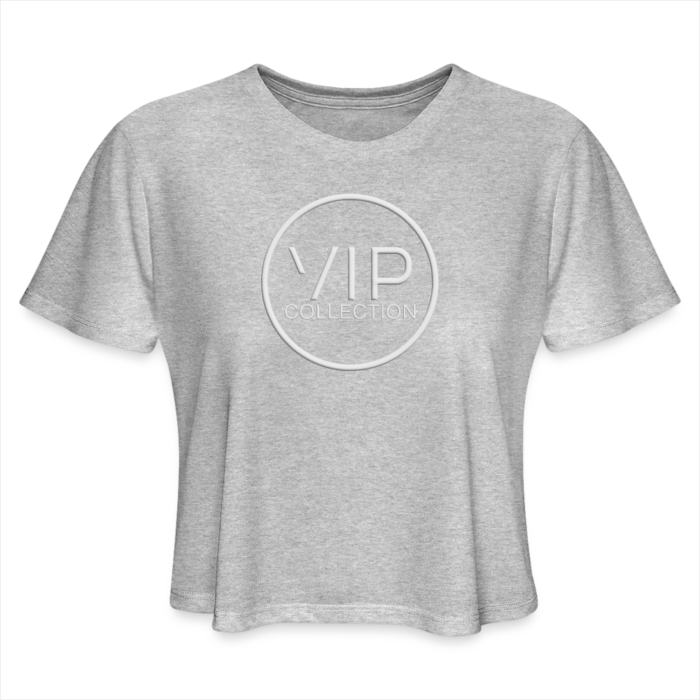 VIP Women's Cropped T-shirt (white logo) - heather gray