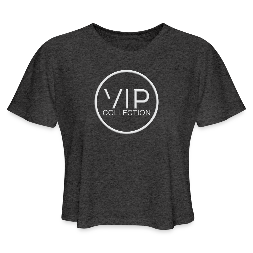 VIP Women's Cropped T-shirt (white logo) - deep heather