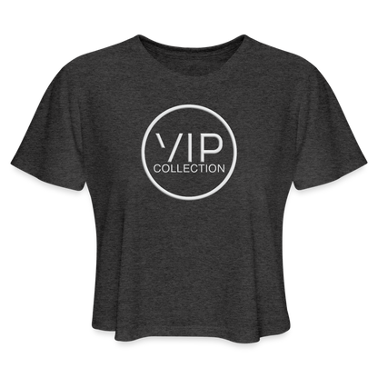 VIP Women's Cropped T-shirt (white logo) - deep heather
