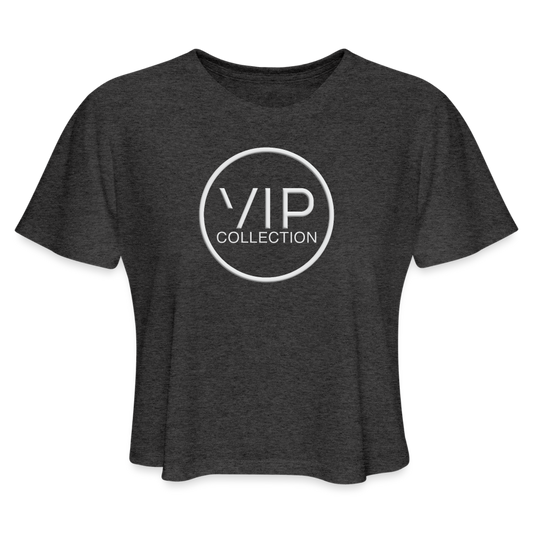 VIP Women's Cropped T-shirt (white logo) - deep heather