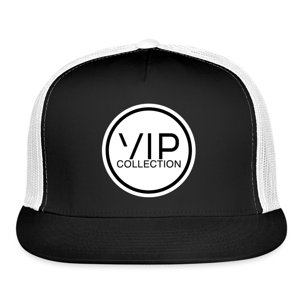 VIP White/Black Label Flatbill Trucker Hat - black/white