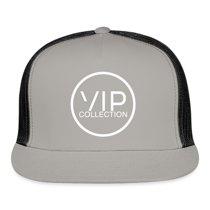 VIP White Label Flat Bill Trucker Hat - gray/black