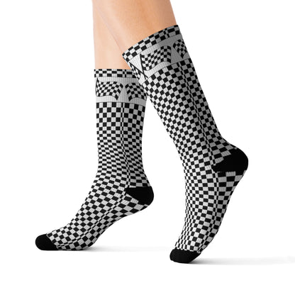 woodlawn checkered socks w/flag only