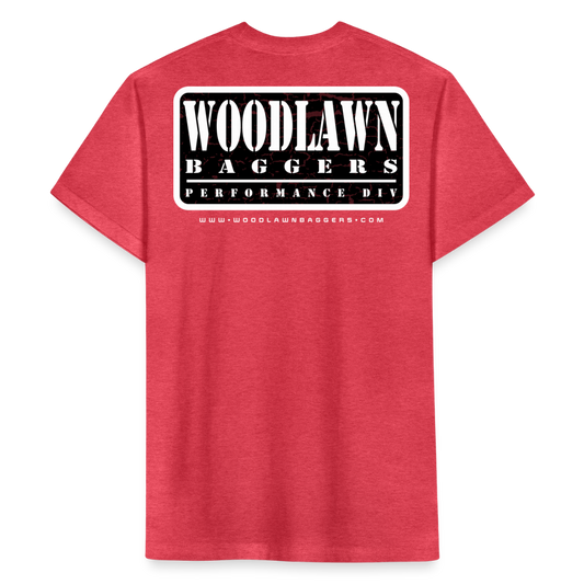 Woodlawn Patch T-Shirt - White w/black background - heather red