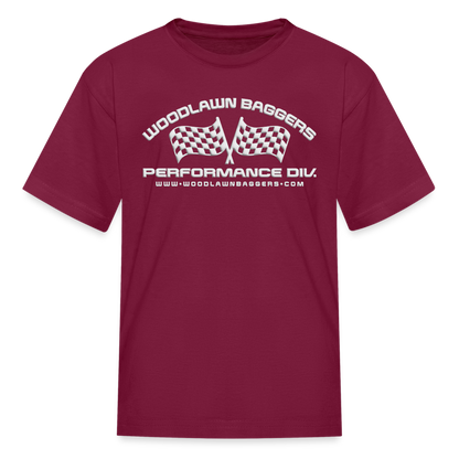 WBPOD • Kids' Flag T-Shirt (white logo) - burgundy