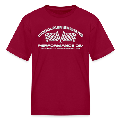 WBPOD • Kids' Flag T-Shirt (white logo) - dark red